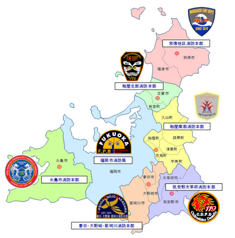 画像：共同運用に参加する消防本部の地図