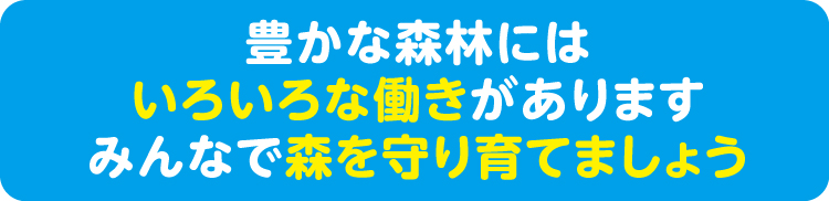 豊かな森林にはいろいろな働きがありますみんなで森を守り育てましょう